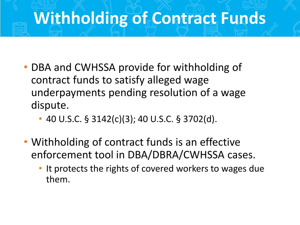 withholding of contract funds