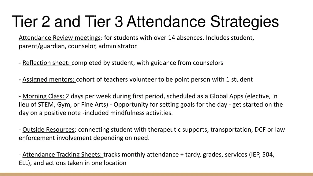 tier 2 and tier 3attendance strategies