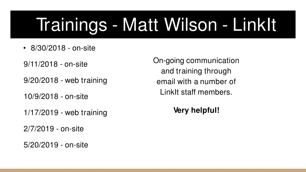 trainings matt wilson linkit