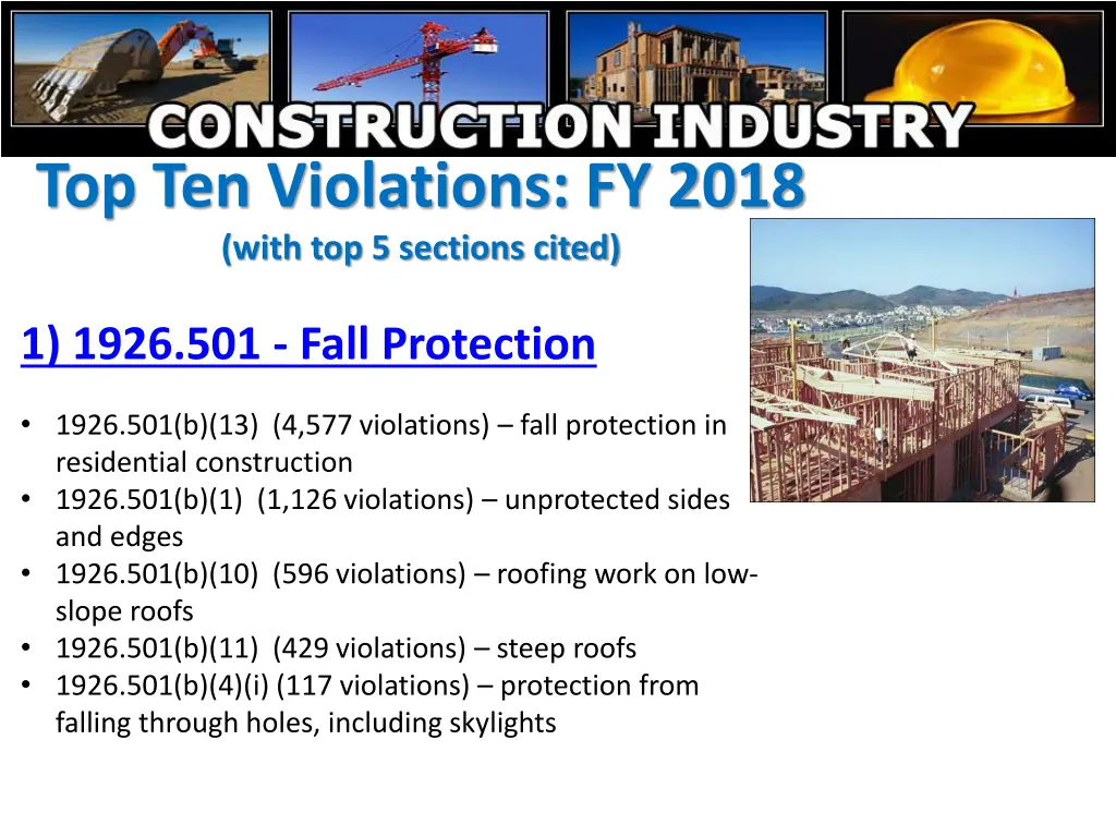 top ten violations fy 2018 with top 5 sections