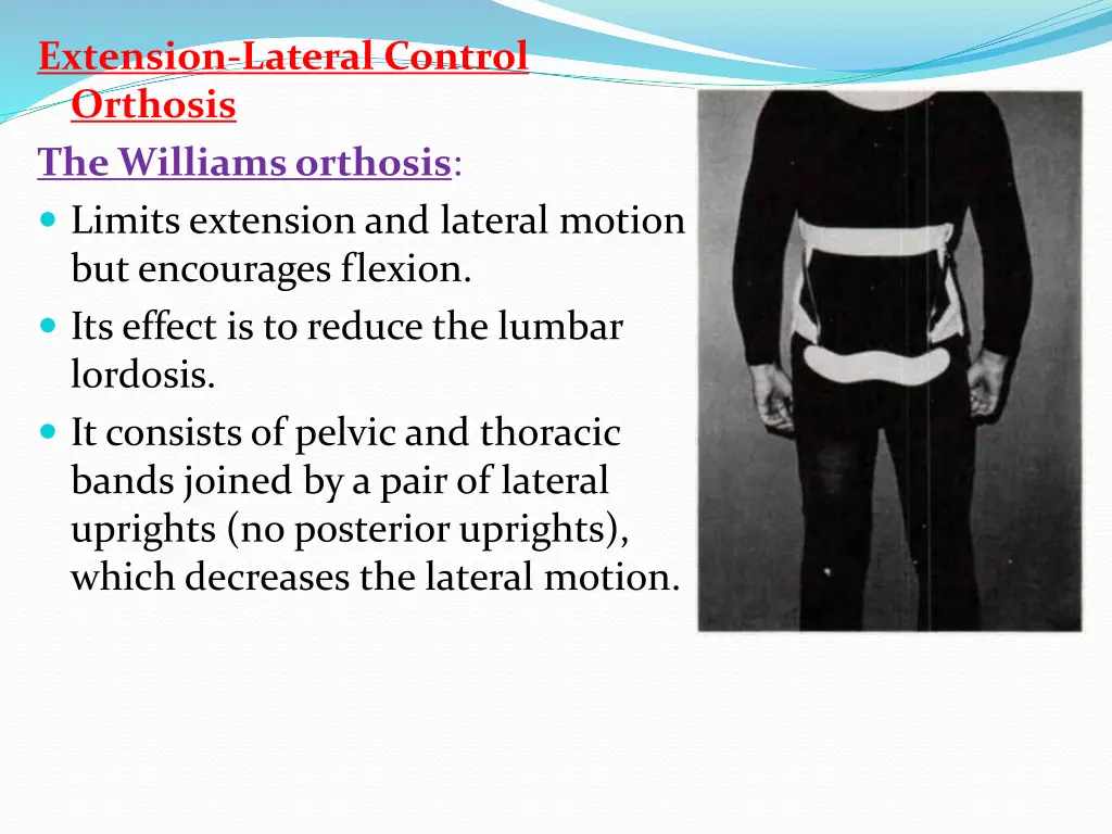 extension lateral control orthosis the williams