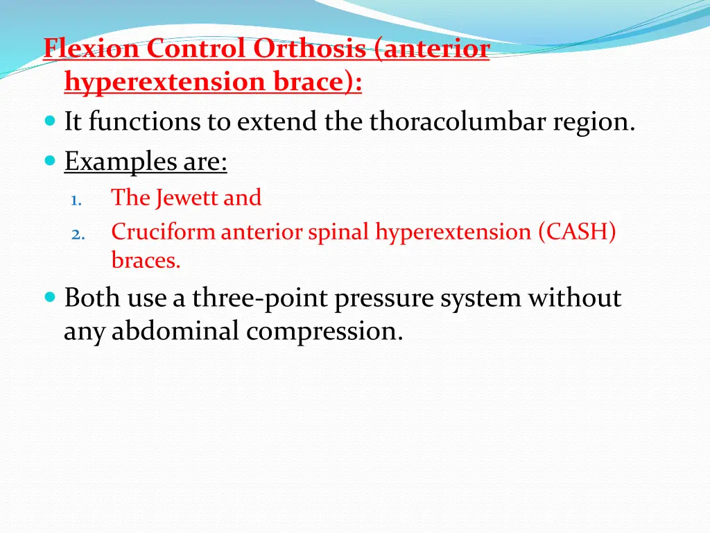 flexion control orthosis anterior hyperextension