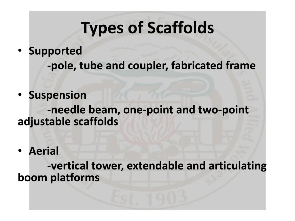 types of scaffolds supported pole tube