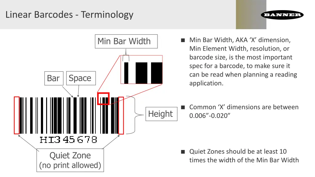 linear barcodes terminology