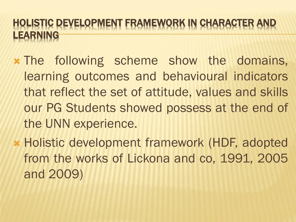 holistic development framework in character