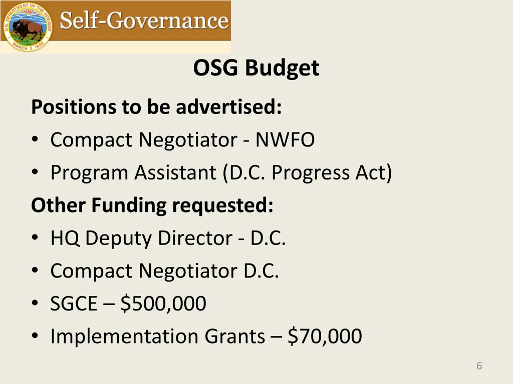 osg budget