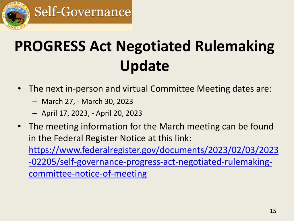 progress act negotiated rulemaking update