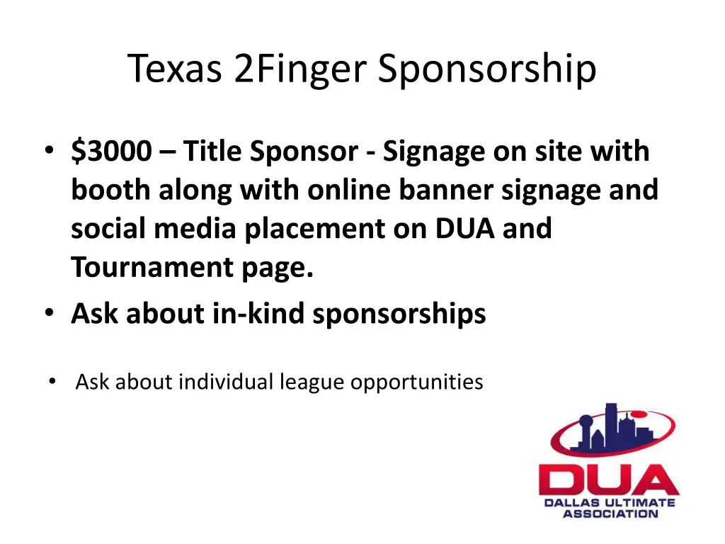 texas 2finger sponsorship