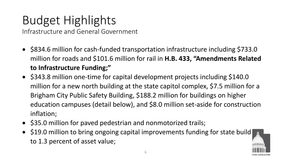 budget highlights infrastructure and general