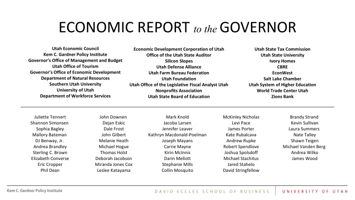 economic report to the governor