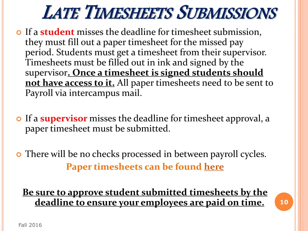 l l ate ate t t imesheets imesheets s s ubmissions