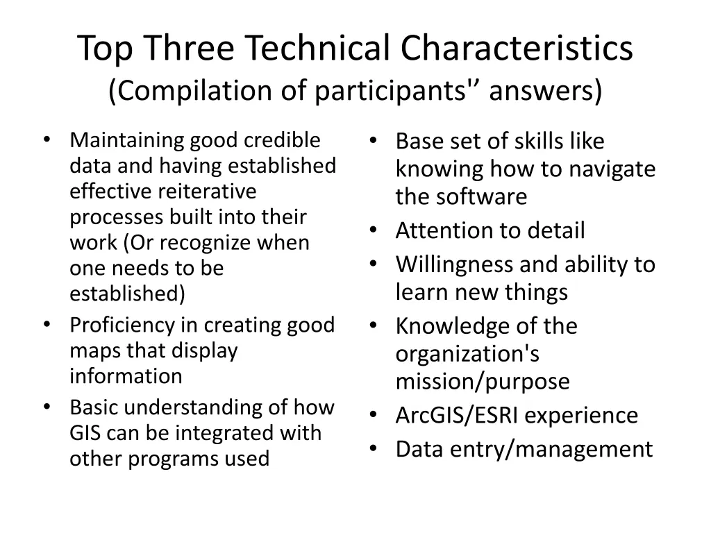 top three technical characteristics compilation