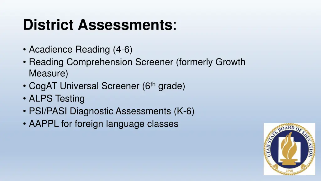 district assessments