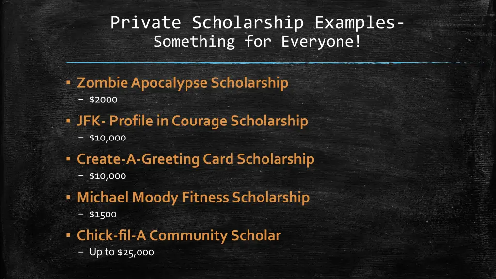 private scholarship examples something