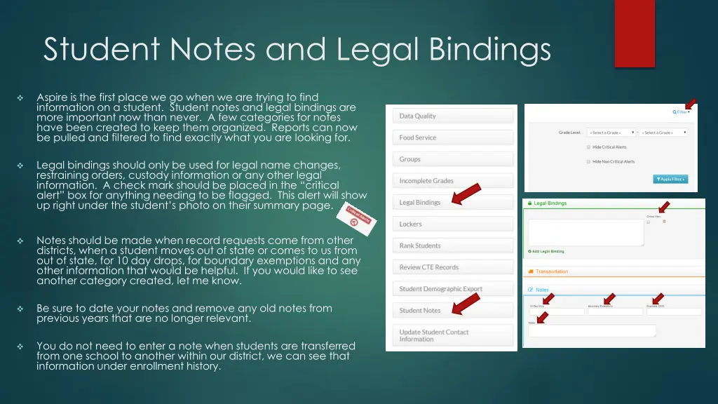 student notes and legal bindings