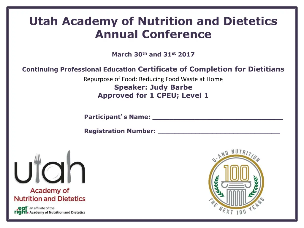 utah academy of nutrition and dietetics annual 1