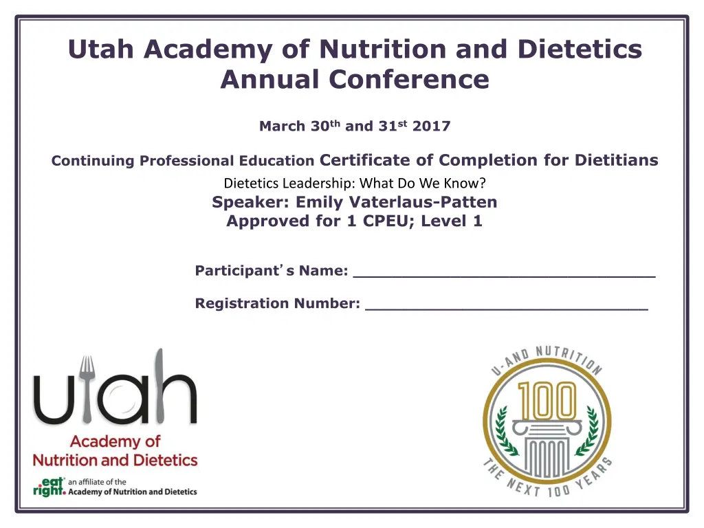 utah academy of nutrition and dietetics annual 17