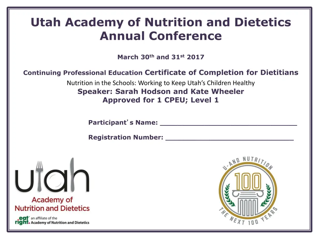 utah academy of nutrition and dietetics annual 18