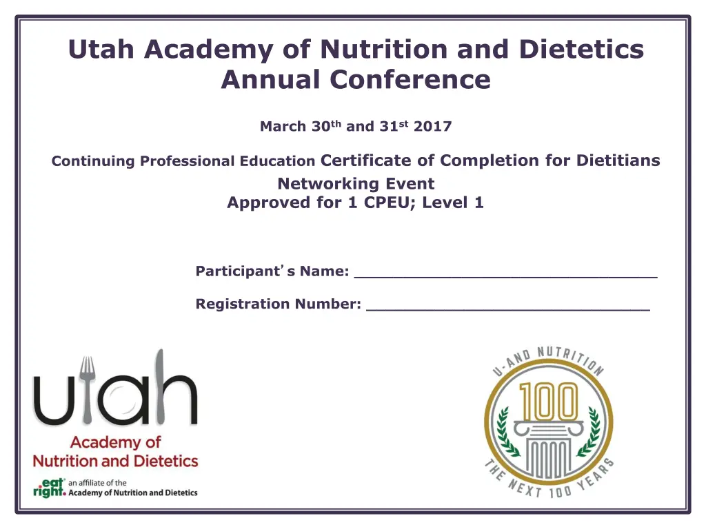 utah academy of nutrition and dietetics annual 8