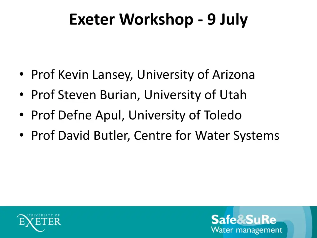 exeter workshop 9 july