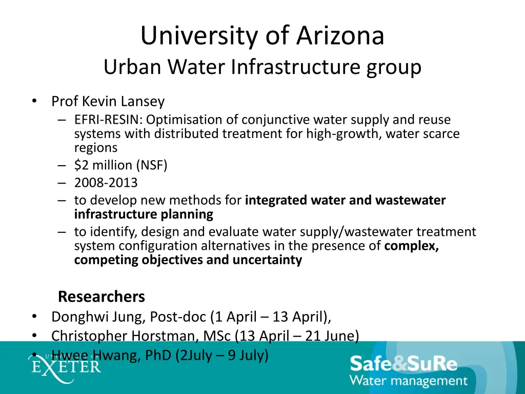 university of arizona urban water infrastructure