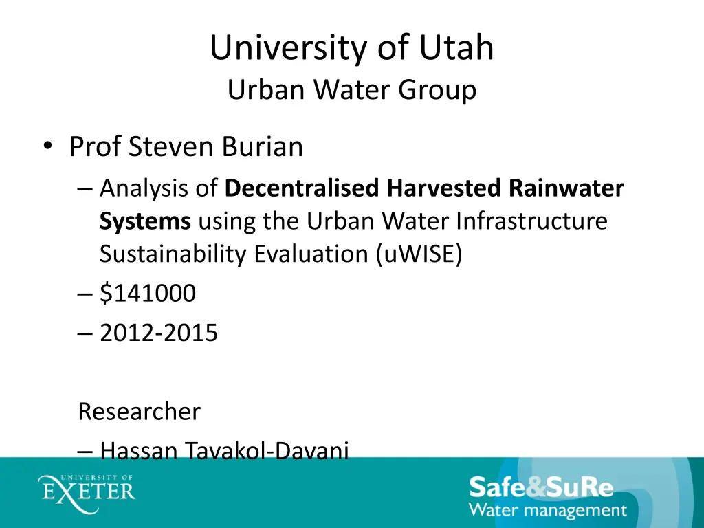 university of utah urban water group