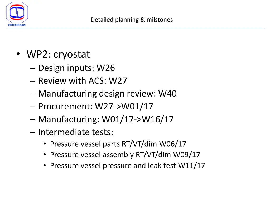 detailed planning milstones 1