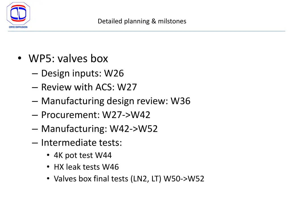 detailed planning milstones 3