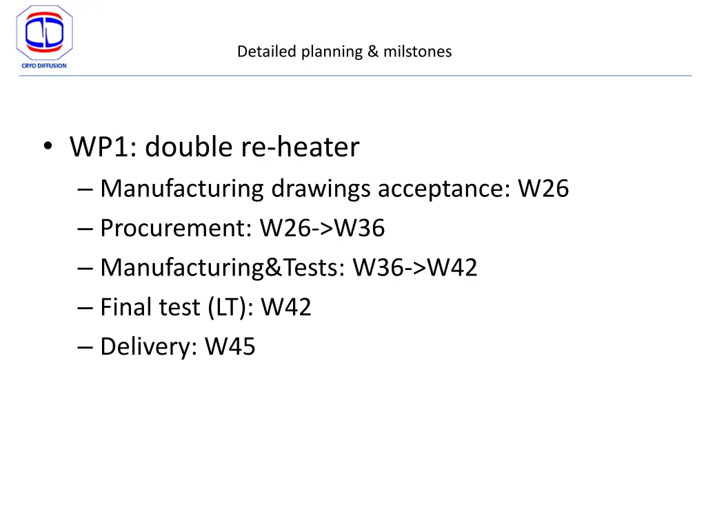 detailed planning milstones