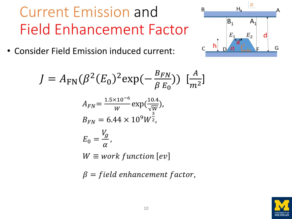 current emission and field enhancement factor