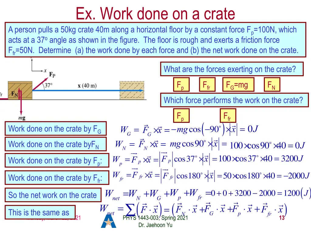 ex work done on a crate a person pulls a 50kg