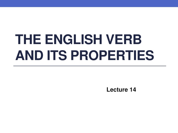 the english verb and its properties