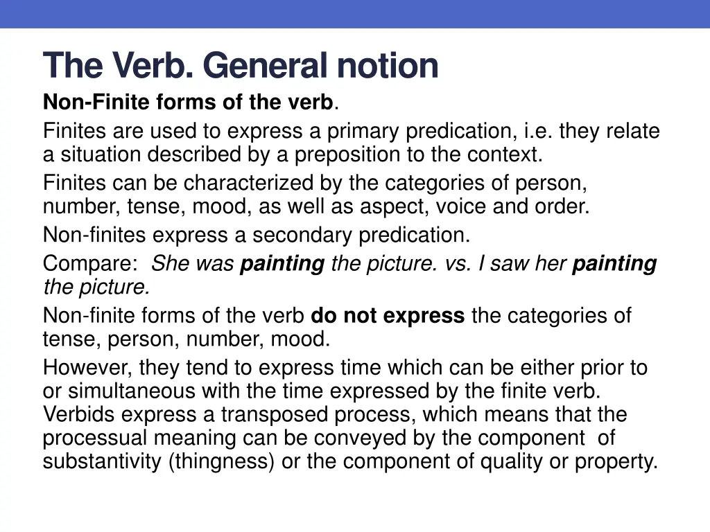 the verb general notion non finite forms