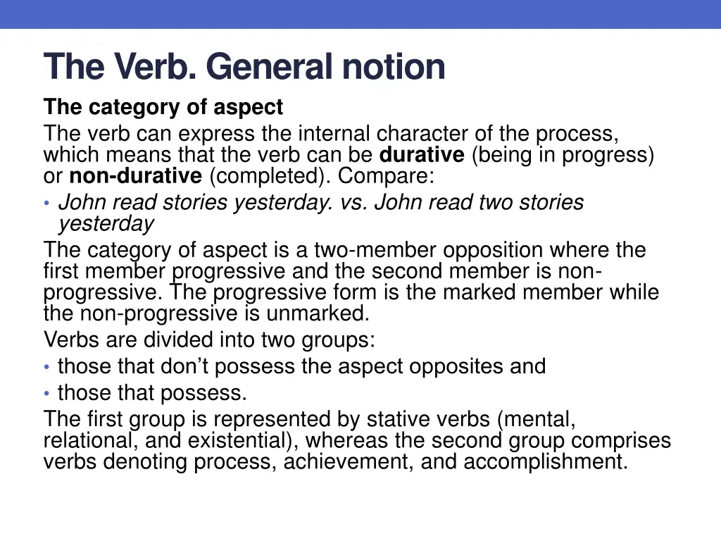 the verb general notion the category of aspect