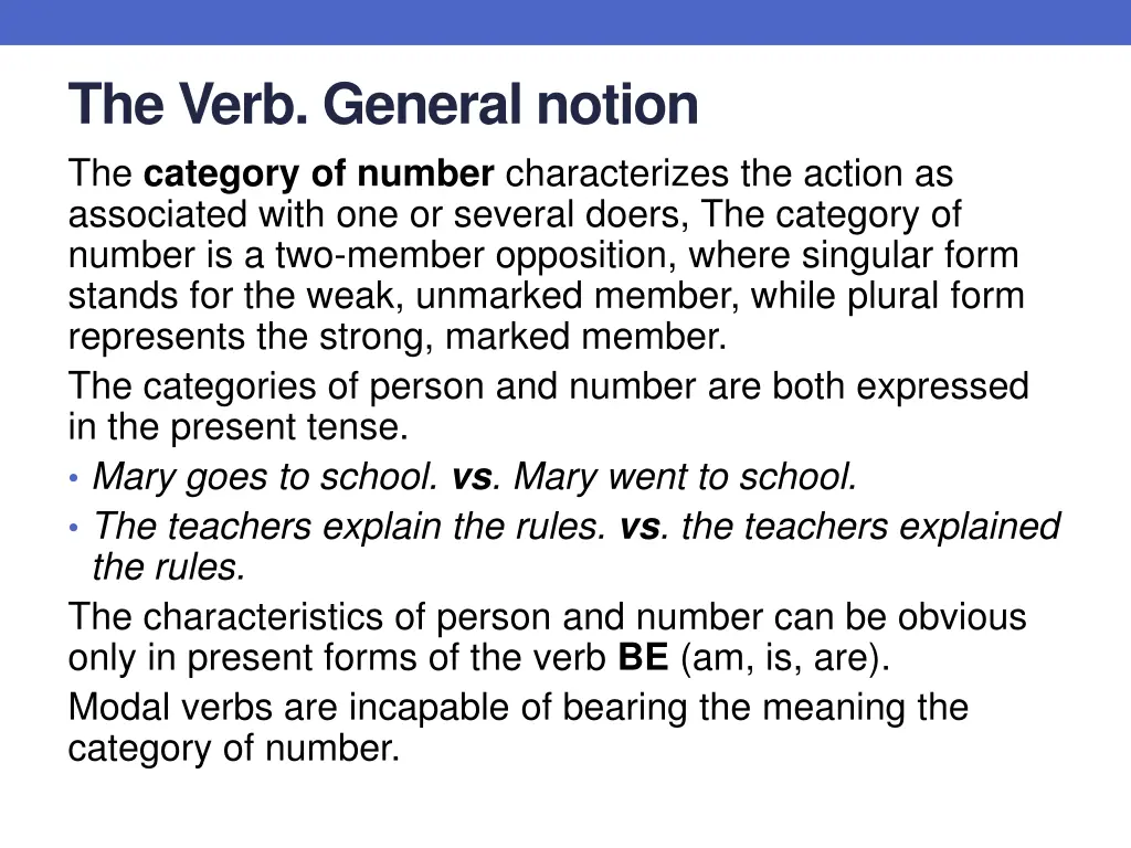 the verb general notion the category of number