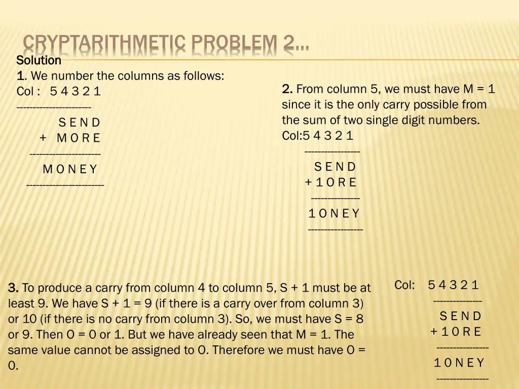 cryptarithmetic problem 2 solution solution