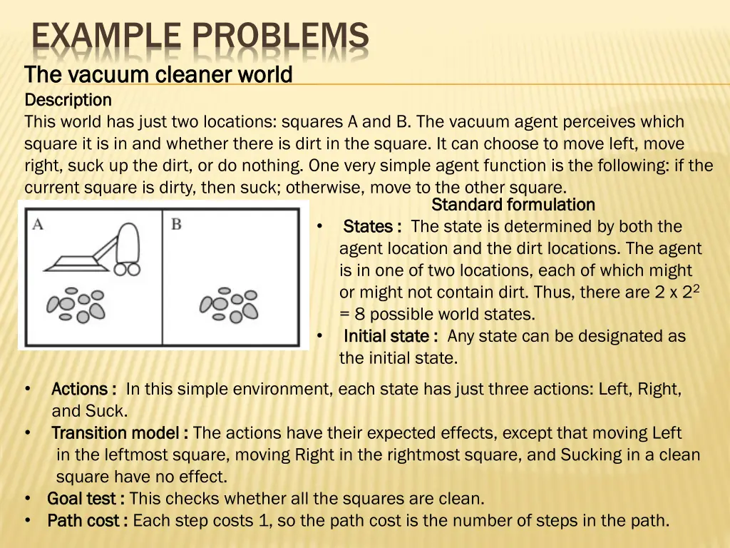 example problems the vacuum cleaner world