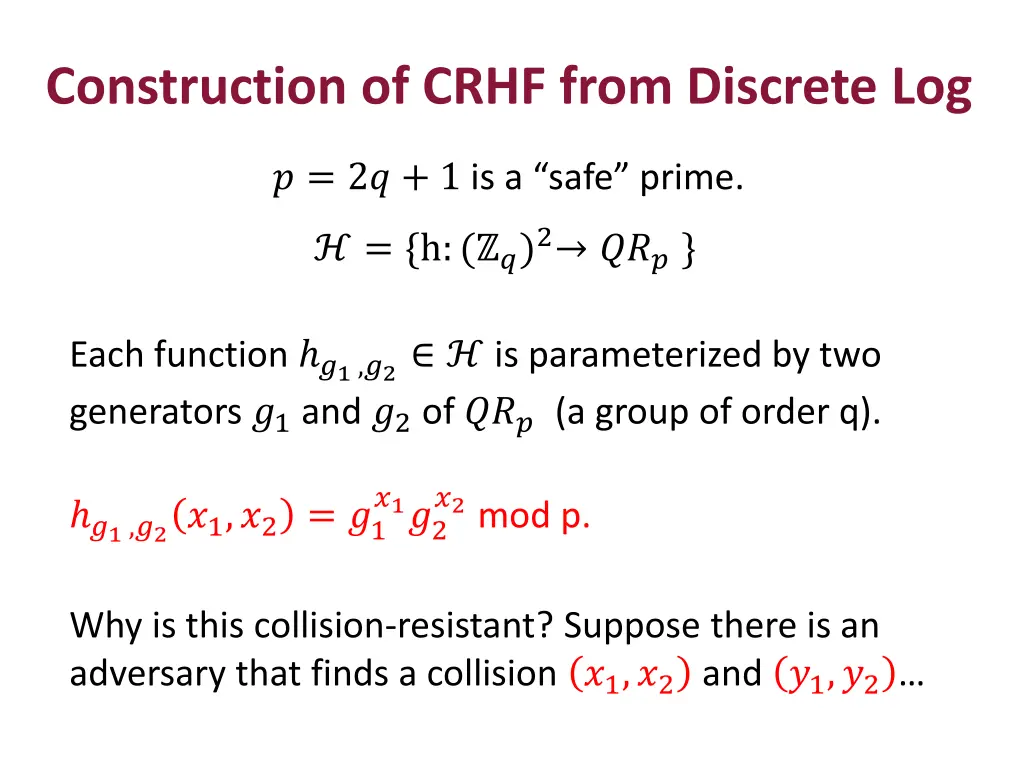 construction of crhf from discrete log 1