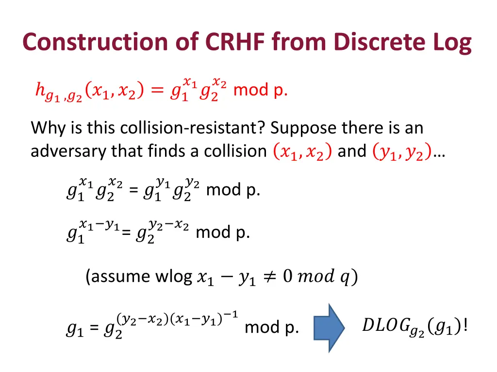 construction of crhf from discrete log 2