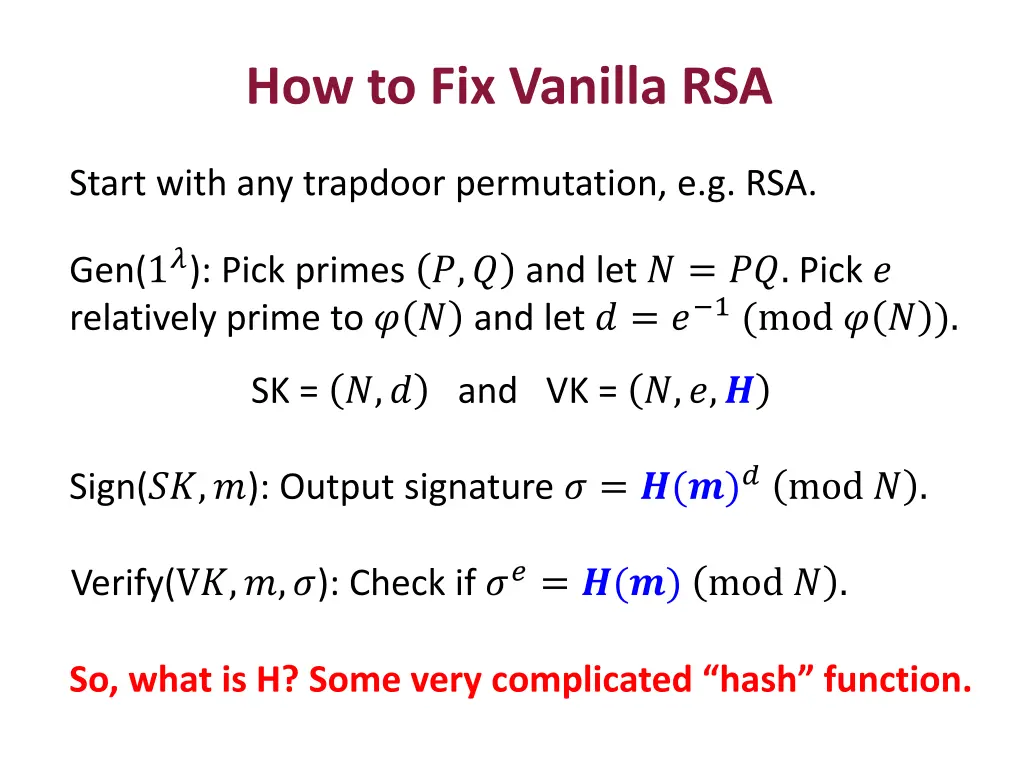 how to fix vanilla rsa