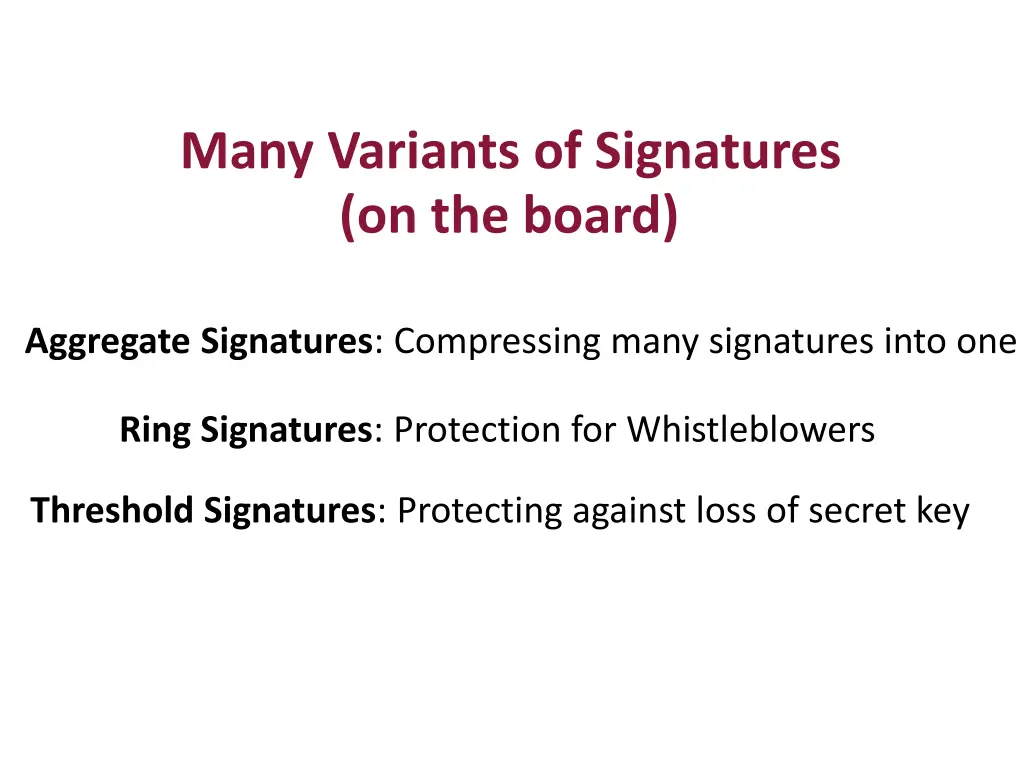 many variants of signatures on the board