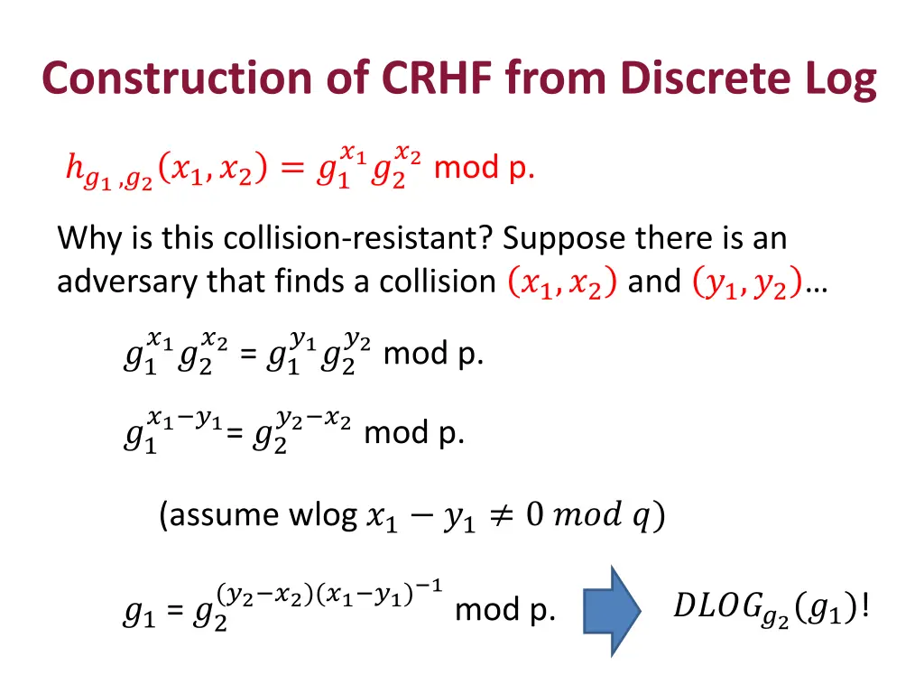 construction of crhf from discrete log 2