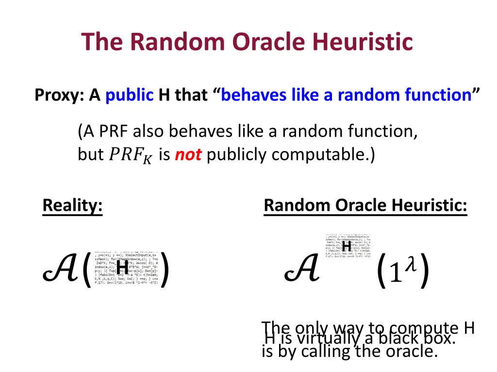 the random oracle heuristic 1