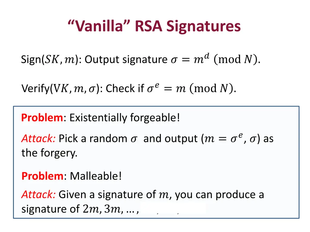 vanilla rsa signatures 1