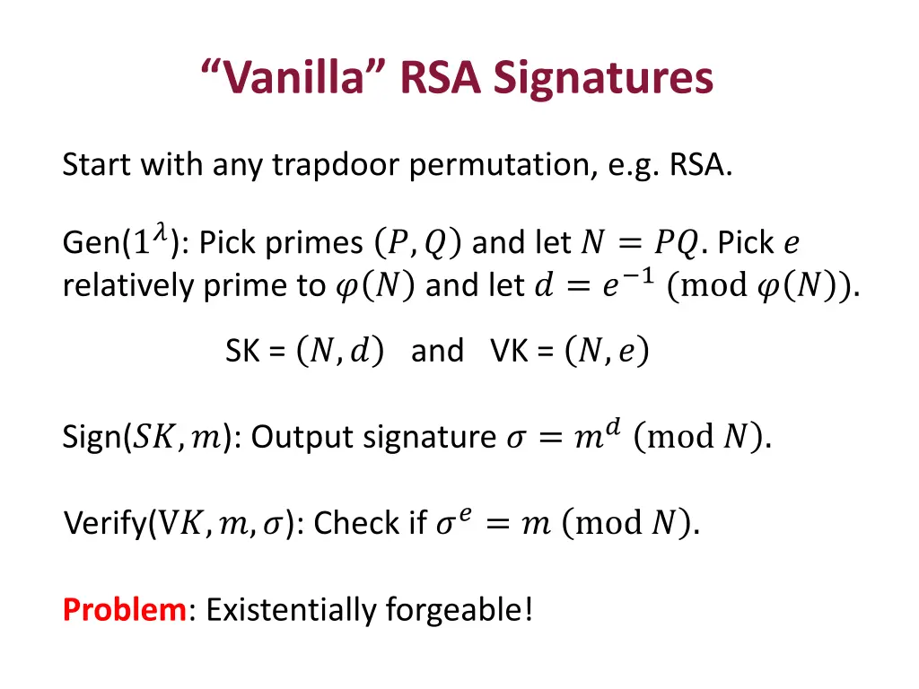 vanilla rsa signatures