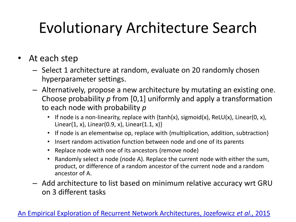 evolutionary architecture search 1