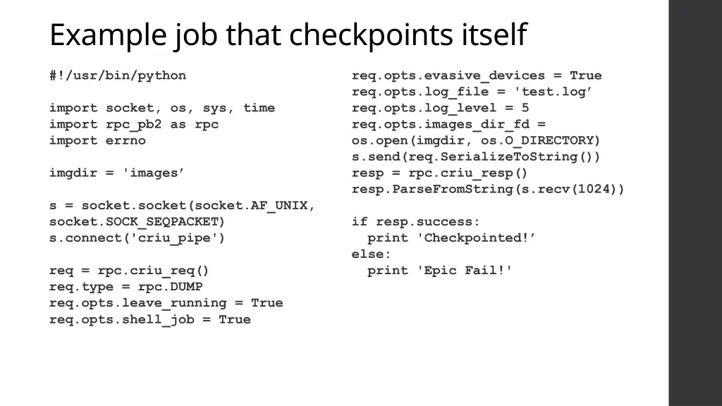 example job that checkpoints itself