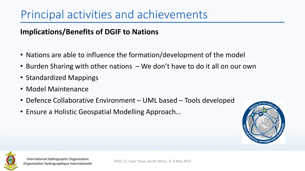 principal activities and achievements 1