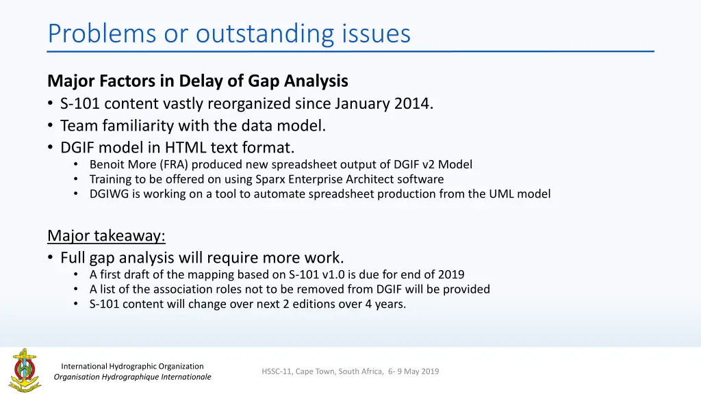 problems or outstanding issues