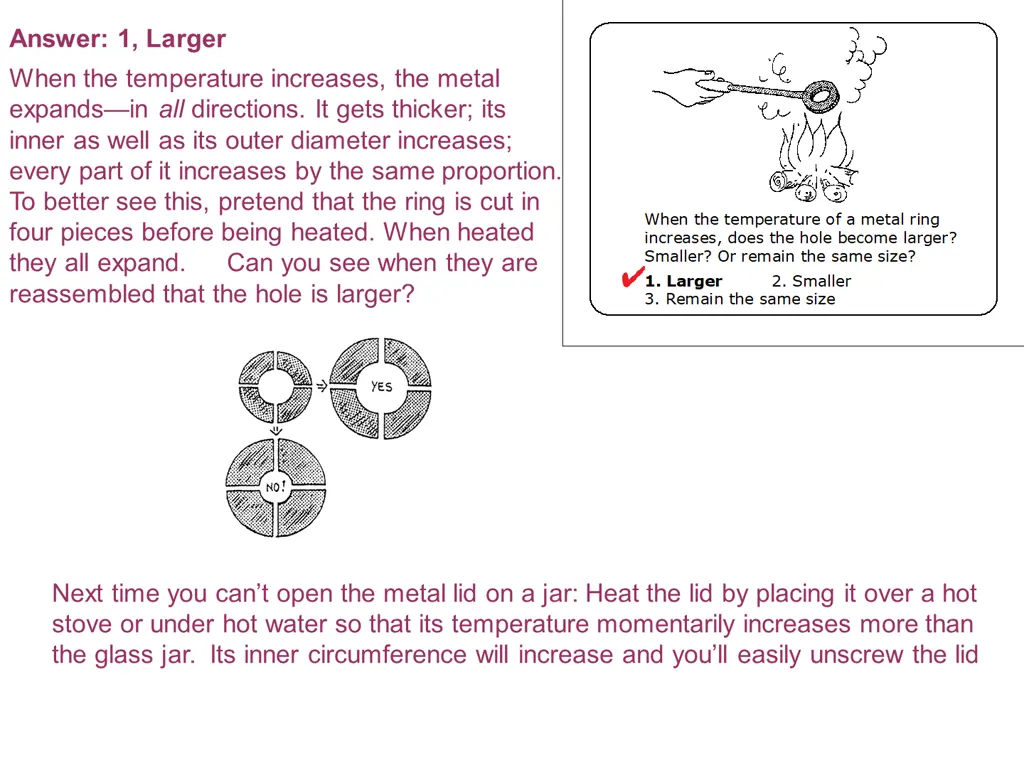 answer 1 larger when the temperature increases